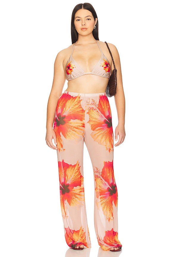 Gauze Mesh Wide Leg Pant