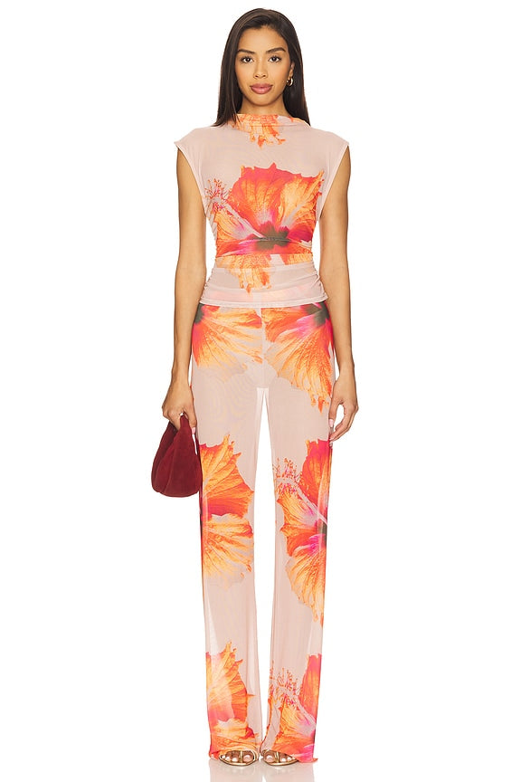 Gauze Mesh Wide Leg Pant