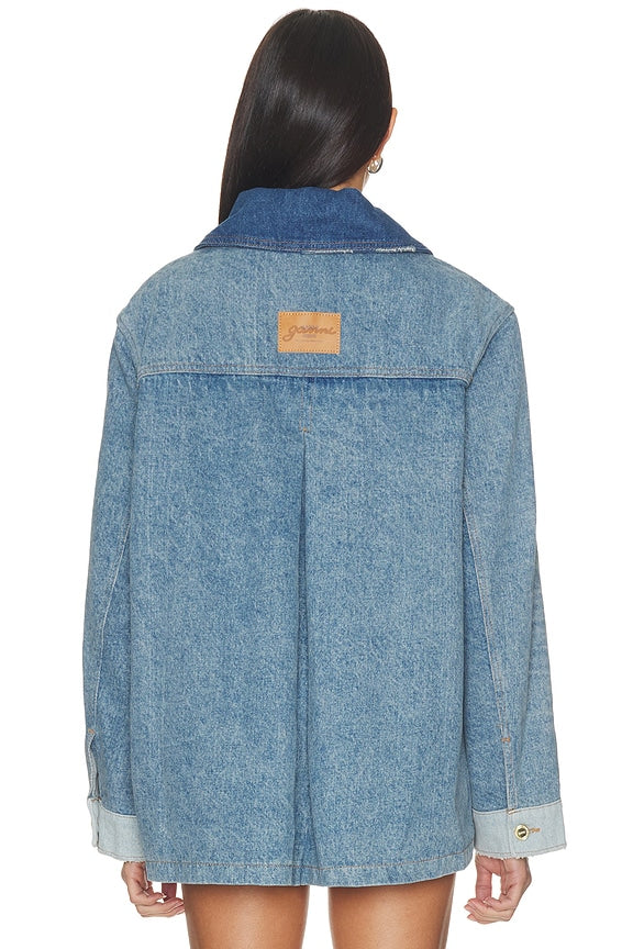 Patchwork Denim Midi Jacket