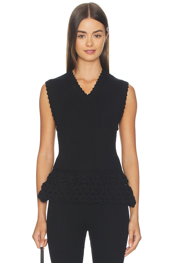 Fine Cotton Rib Crochet Top