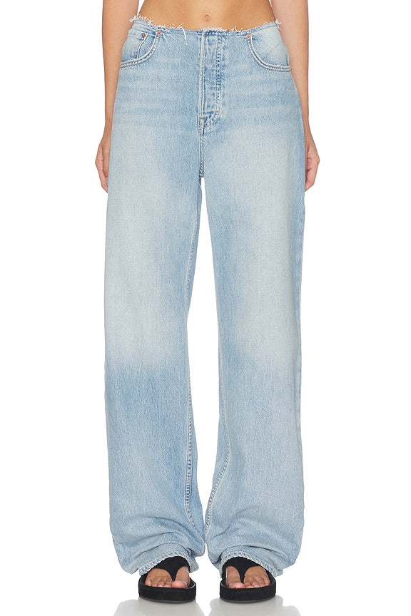 Jordan Low Rise Frayed Waist Boyfriend Jeans