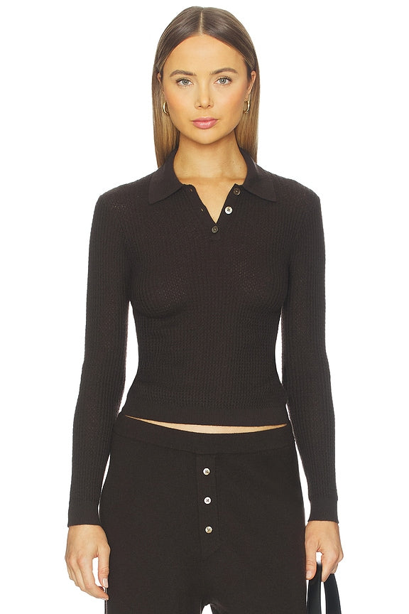 Long Sleeve Shrunken Polo Top