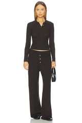 Long Sleeve Shrunken Polo Top