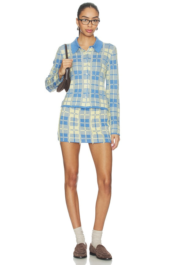 Fringe Plaid Mini Skirt