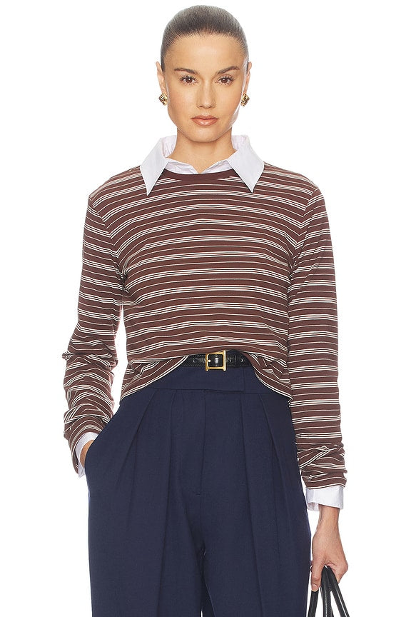 The Rib Long Sleeve Tee in Stripe