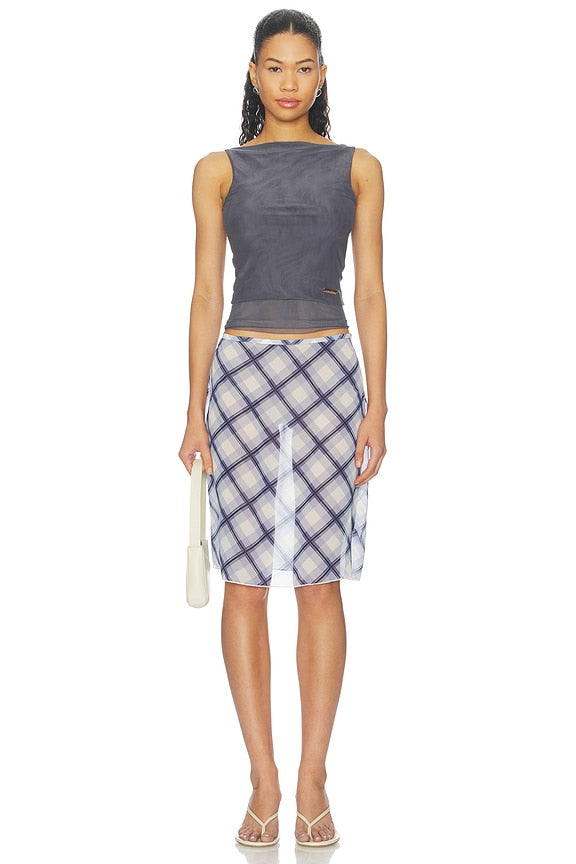 Double Layer Sleeveless Mesh Top