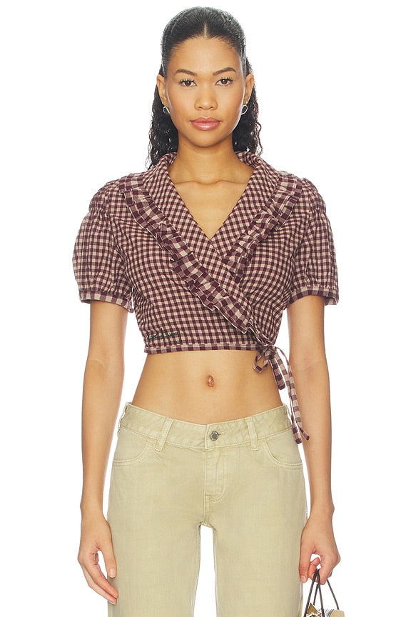 Gingham Ruffle Top