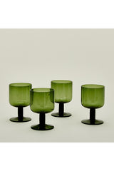 Stemmed Simple Seeded Glassware Set Of 4