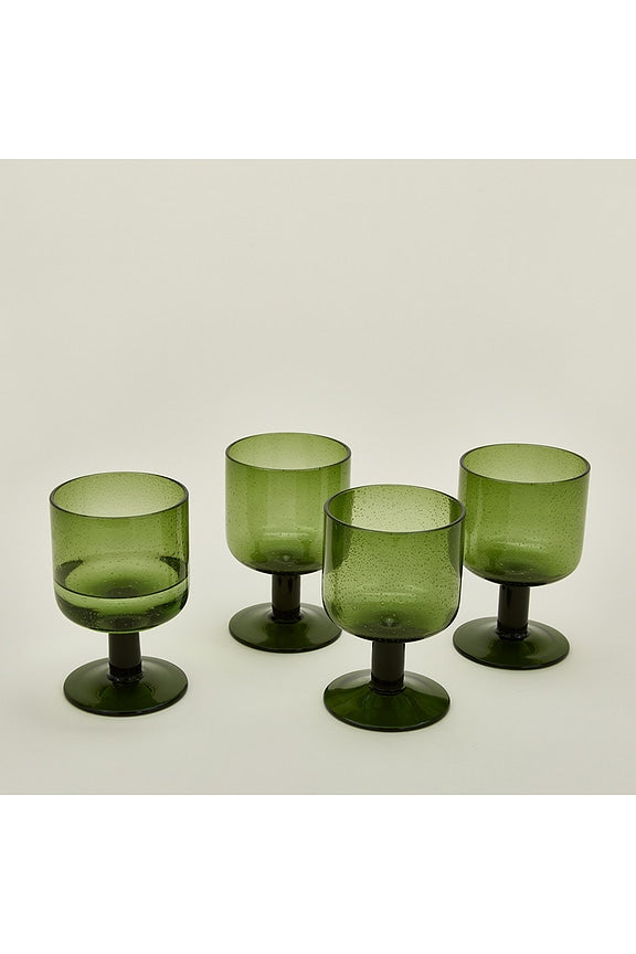 Stemmed Simple Seeded Glassware Set Of 4