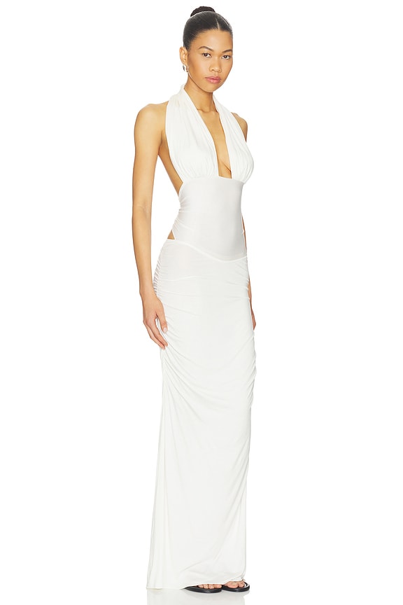 Amanda Solid Halter Maxi Dress