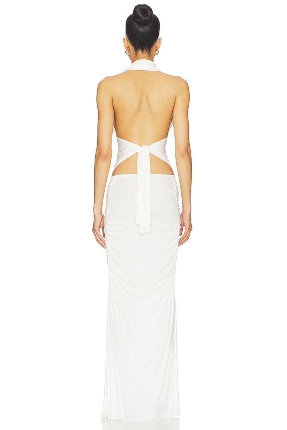 Amanda Solid Halter Maxi Dress