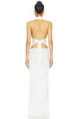 Amanda Solid Halter Maxi Dress