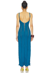 Soren Solid Maxi Slash Dress With Macrame Trim