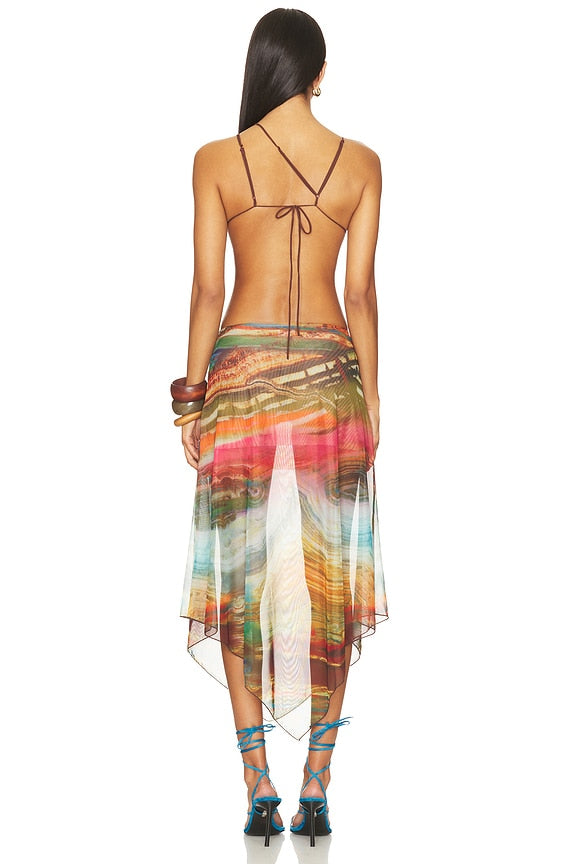 Wooden Trim Mesh Dress