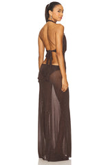 Knitted Trim Plunge Dress