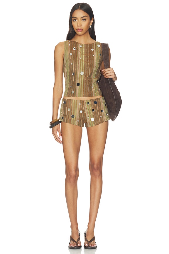 Stripe Mirror Trim Short