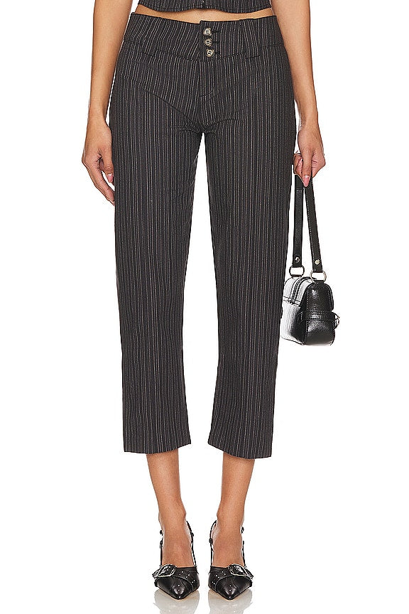 Tailored 3/4 Stripe Button Trousers