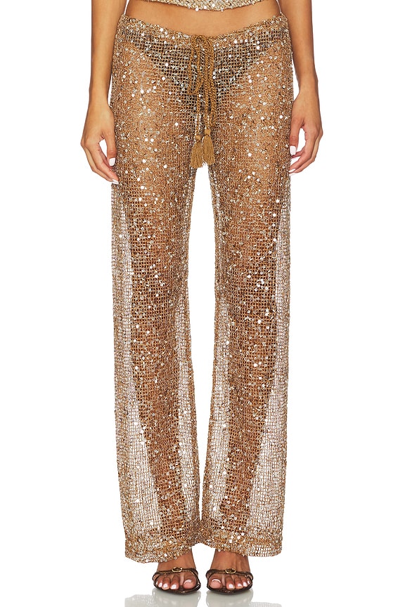 Sequin Mesh Drawstring Trousers