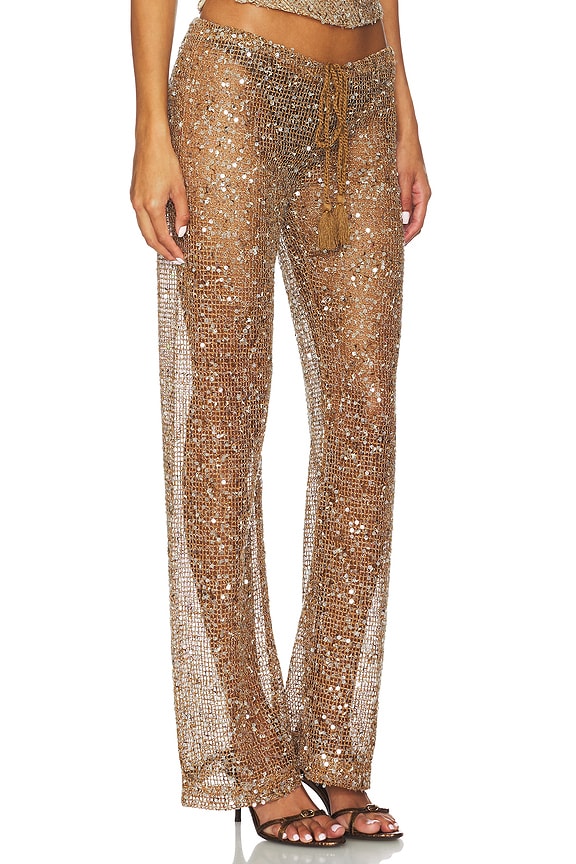 Sequin Mesh Drawstring Trousers