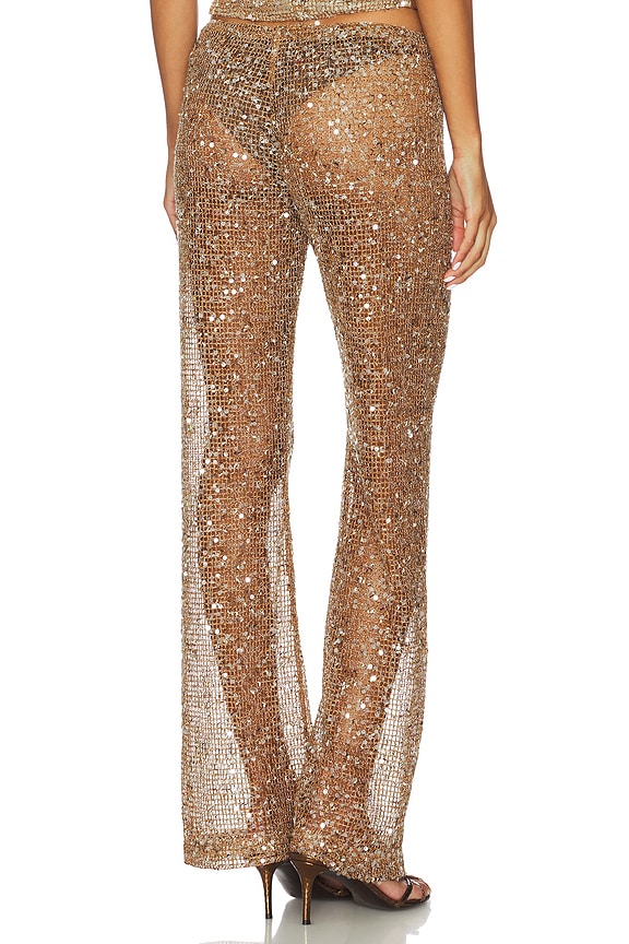 Sequin Mesh Drawstring Trousers