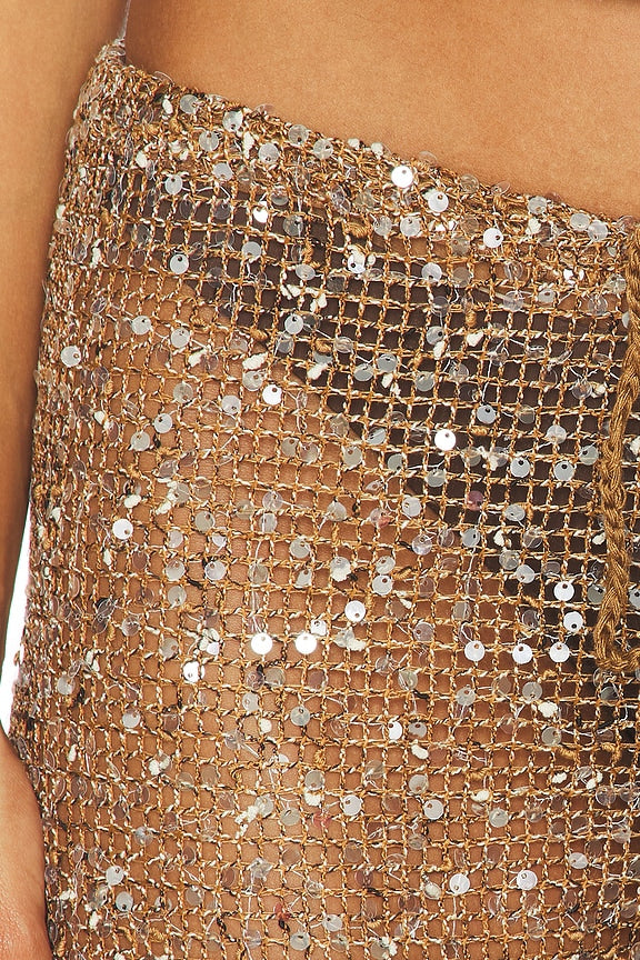 Sequin Mesh Drawstring Trousers