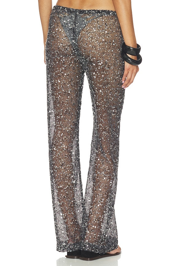 Sequin Mesh Drawstring Trousers