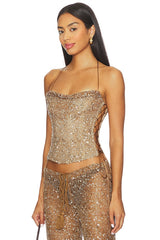 Draped Lace Up Corset Top