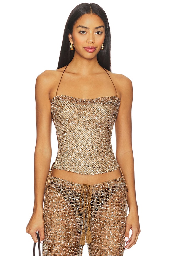 Draped Lace Up Corset Top