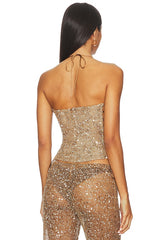 Draped Lace Up Corset Top