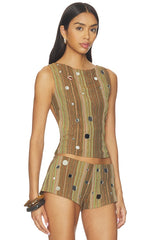 Stripe Mirror Trim Top
