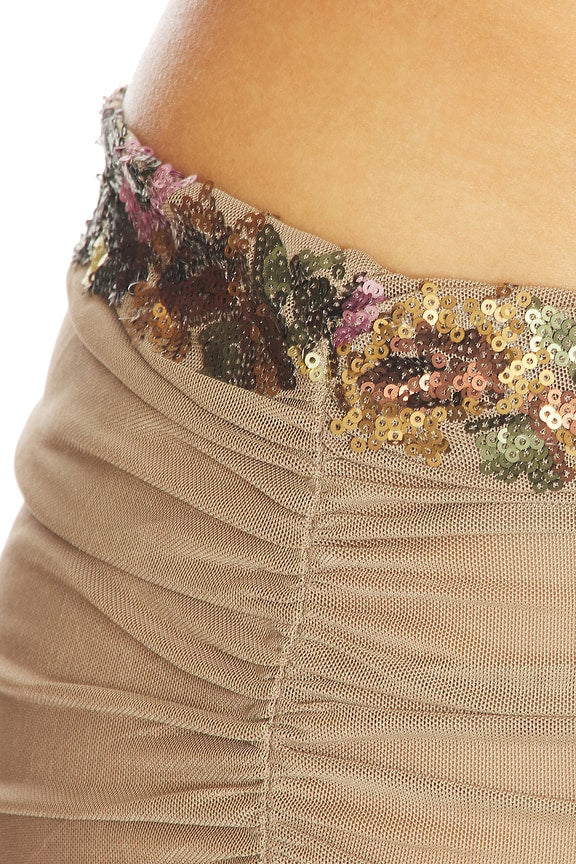 Bikini Bottom With Mesh Sequin Skirt