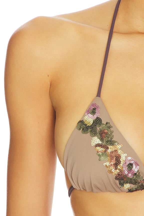 Triangle Bikini Top With Sequin Detail