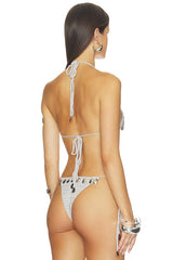 Triangle Bikini Top With Metal Sequins
