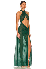 Mesh Wrap Gown