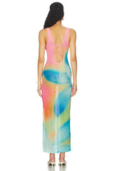 Plunge Mesh Maxi Dress