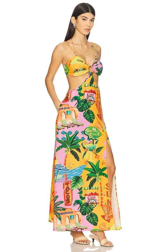 Beaded Cut Out Maxi Dress