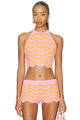 Chevron Knit Halter Crop Top