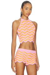 Chevron Knit Halter Crop Top
