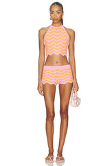 Chevron Knit Halter Crop Top