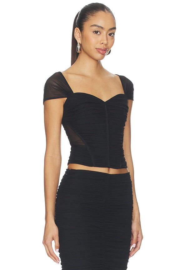 Asuka Shirred Mesh Top