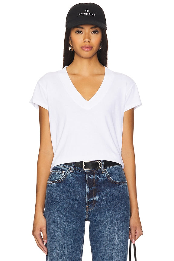 Suri Deep V Cap Sleeve Tee