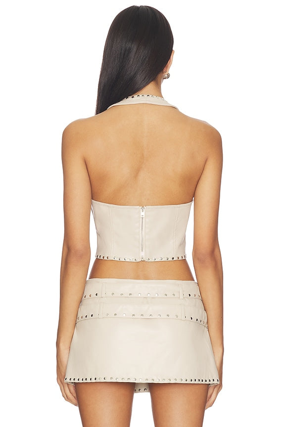 x REVOLVE Liddy Faux Leather Studded Halter Top