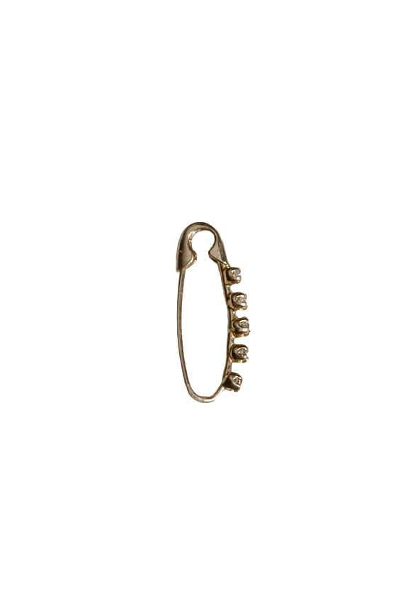 Mini Diamond Prong Safety Pin Single Earring