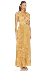 Honeydew Printed Draped Gown