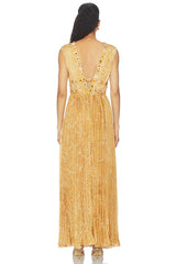 Honeydew Printed Draped Gown