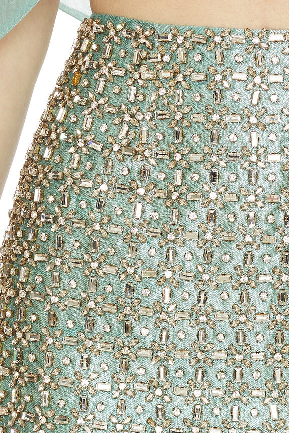 Blue Mirage Crystal Embroidered Skirt