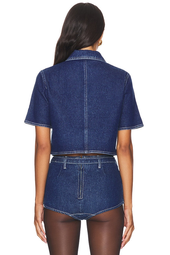 Halston Denim Top
