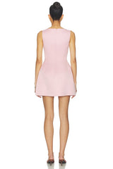 Ali Boat Neck Bouquet Print Mini Dress