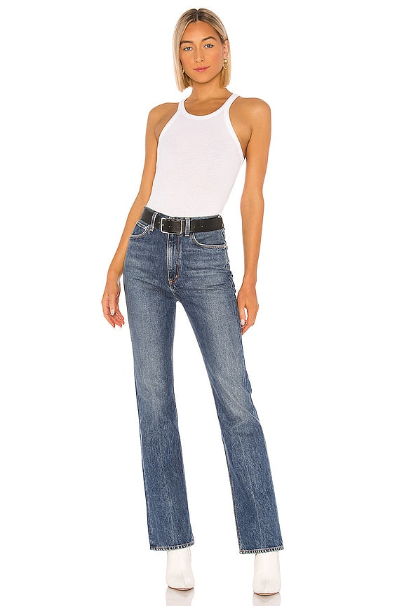 Ribbed Skinny Racer Tank