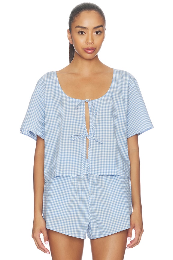 Airy Cotton Tie Front Top